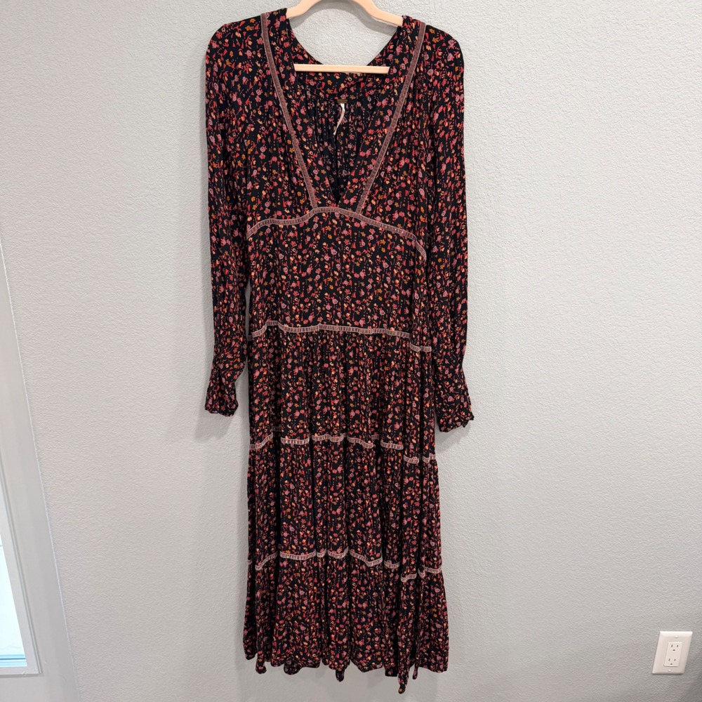 Free People Women's 12 Take A Little Time Tiered Floral Maxi Dress Boho
